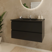 MARENZA Badmöbel – Mattschwarz – Schwarzes Waschbecken – 80 cm