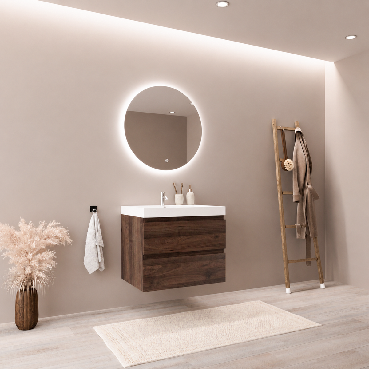 MONACO Roble Marrón - Lavabo Blanco - 60 cm