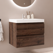 MONACO Eiche Braun - Weißes Waschbecken - 60 cm