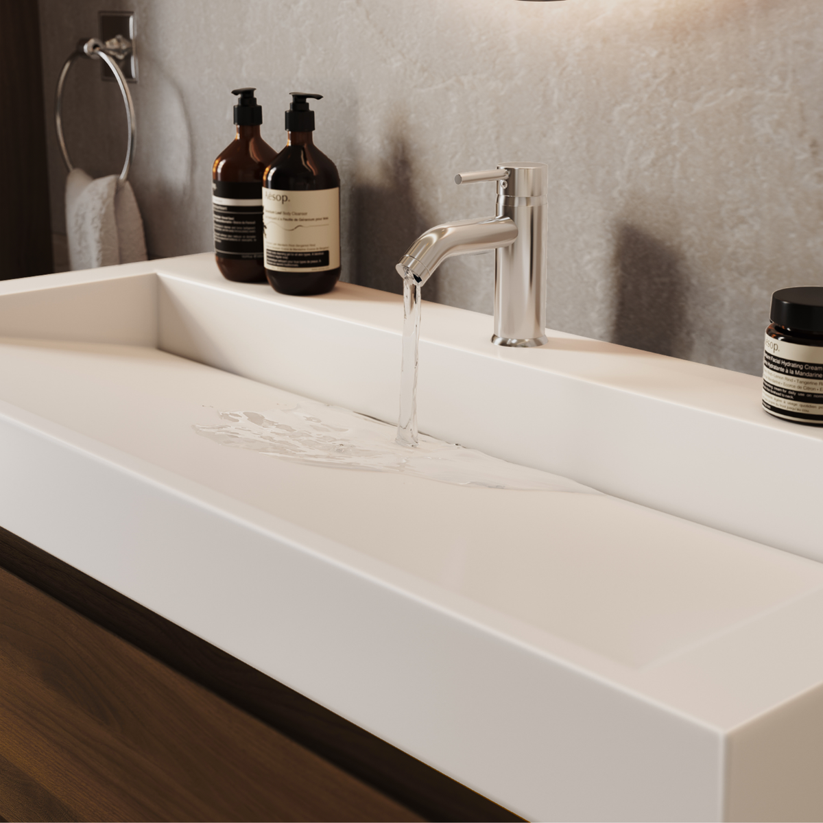 Conjunto de Muebles de Baño AZURO Roble Marrón - Lavabo Blanco - Con Columna - 100 cm