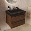 ZARIVO Roble Marrón - Lavabo Negro - 60 cm