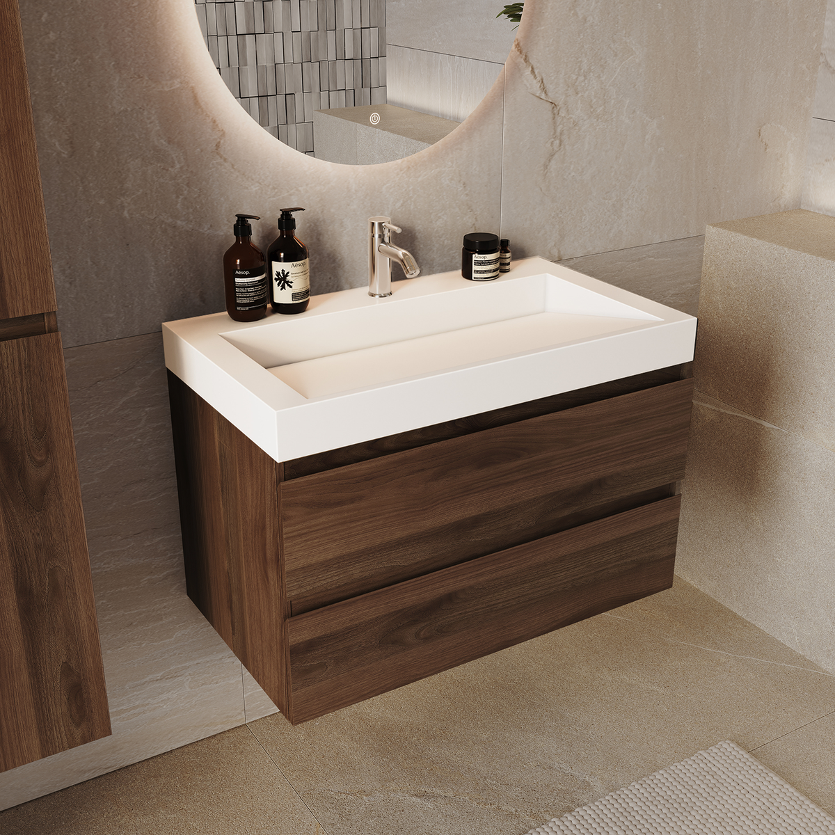 ZARIVO Roble Marrón - Lavabo Blanco - 80 cm