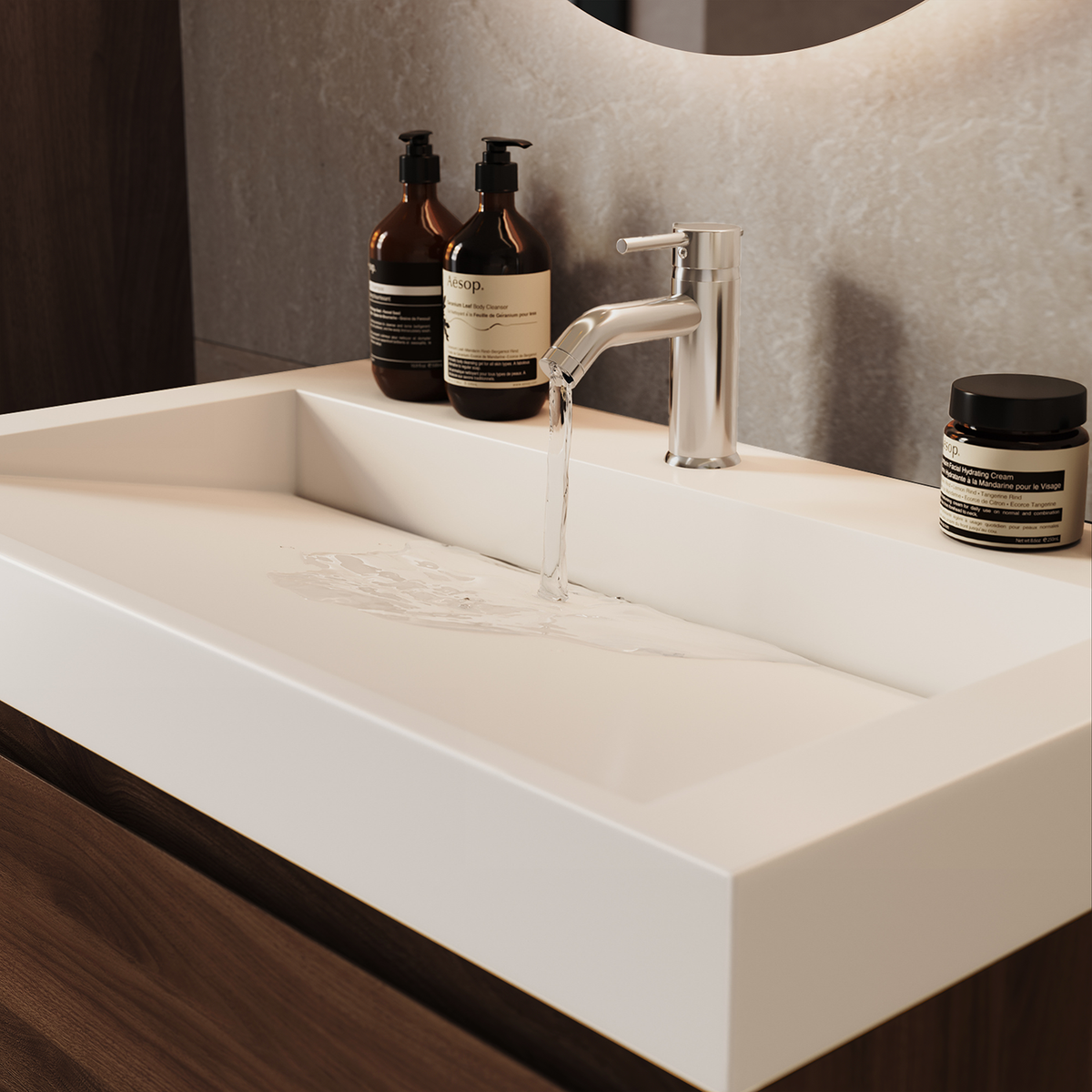 Conjunto de Muebles de Baño AZURO Roble Marrón - Lavabo Blanco - Con Columna - 80 cm