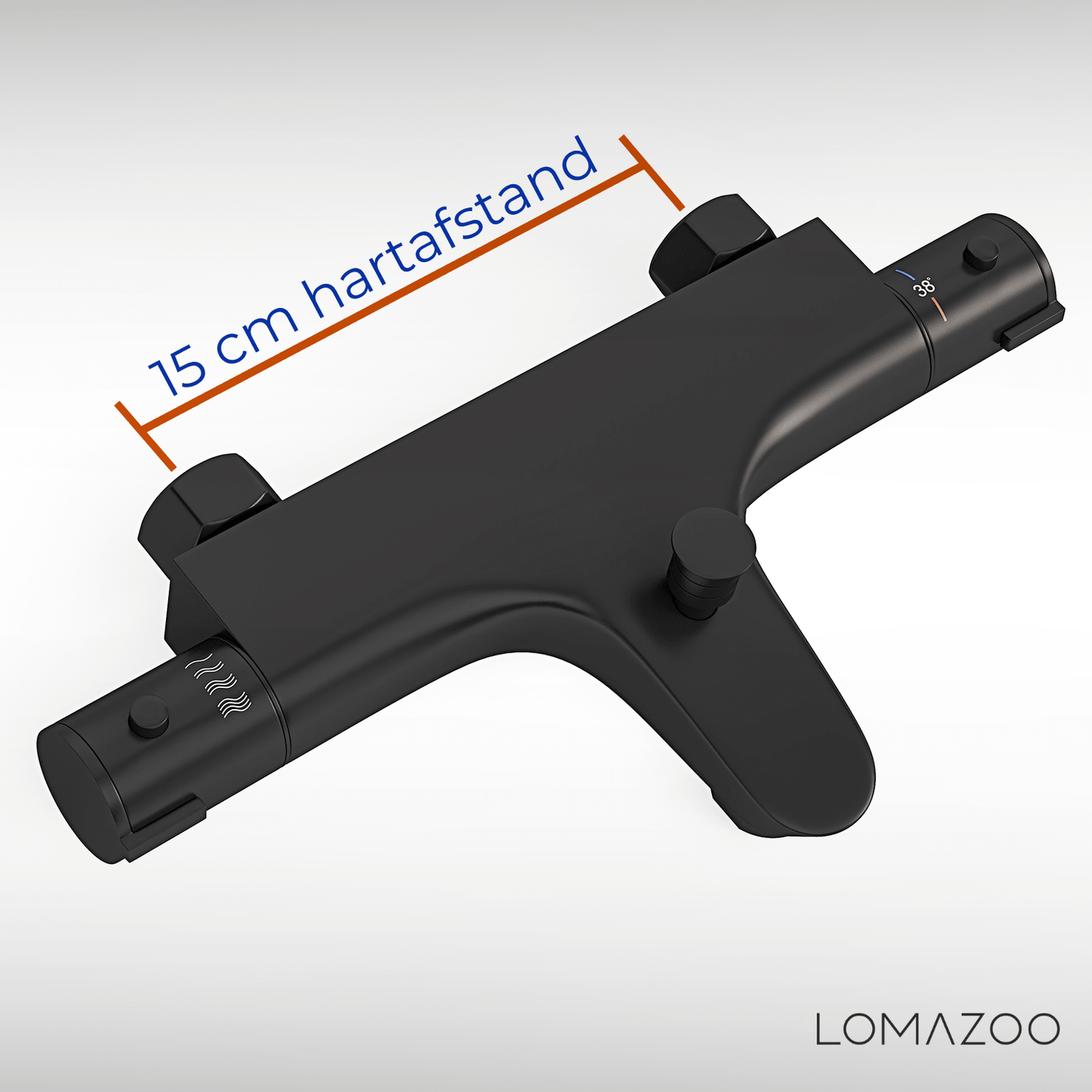 Thermostatische badkraan Mat Zwart - 15cm - lomazoo.com