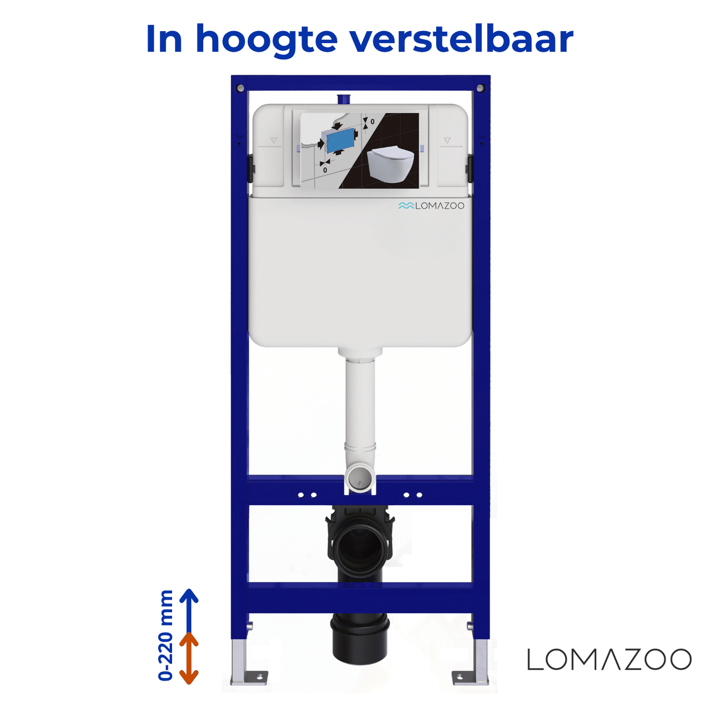 Hangtoilet met Inbouwreservoir - Vierkant Zwart - Drukplaat Vierkant Chroom - Linea - lomazoo.com