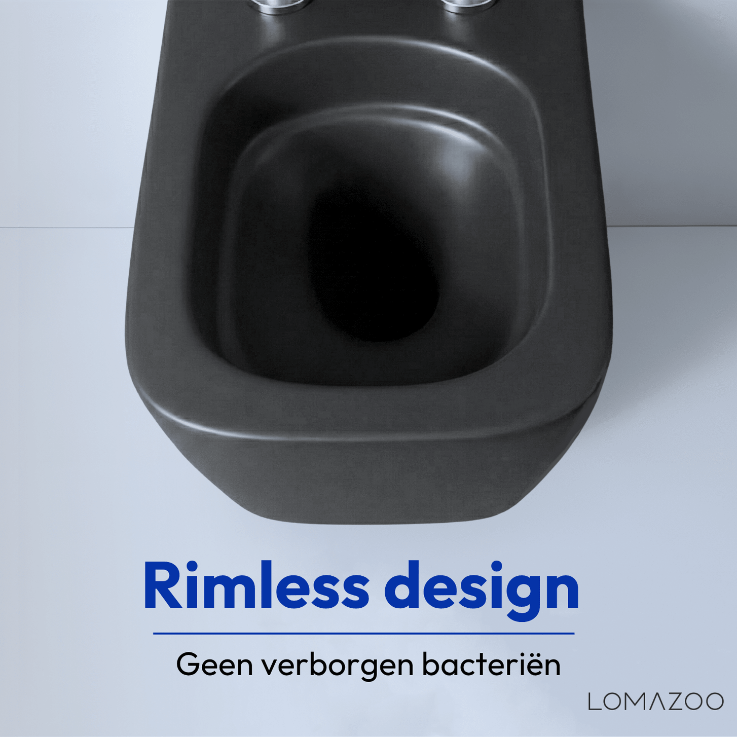 Hangtoilet met Inbouwreservoir - Vierkant Zwart - Drukplaat Vierkant Gunmetal - Linea - lomazoo.com