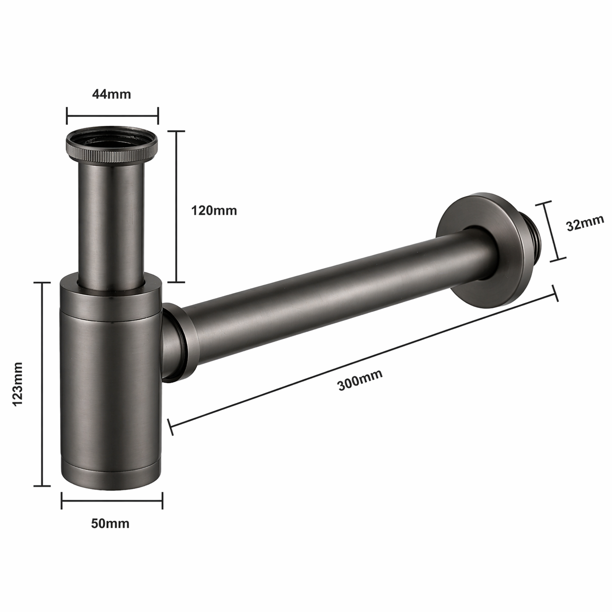 Sifón para lavabo 44 mm - Gun metal