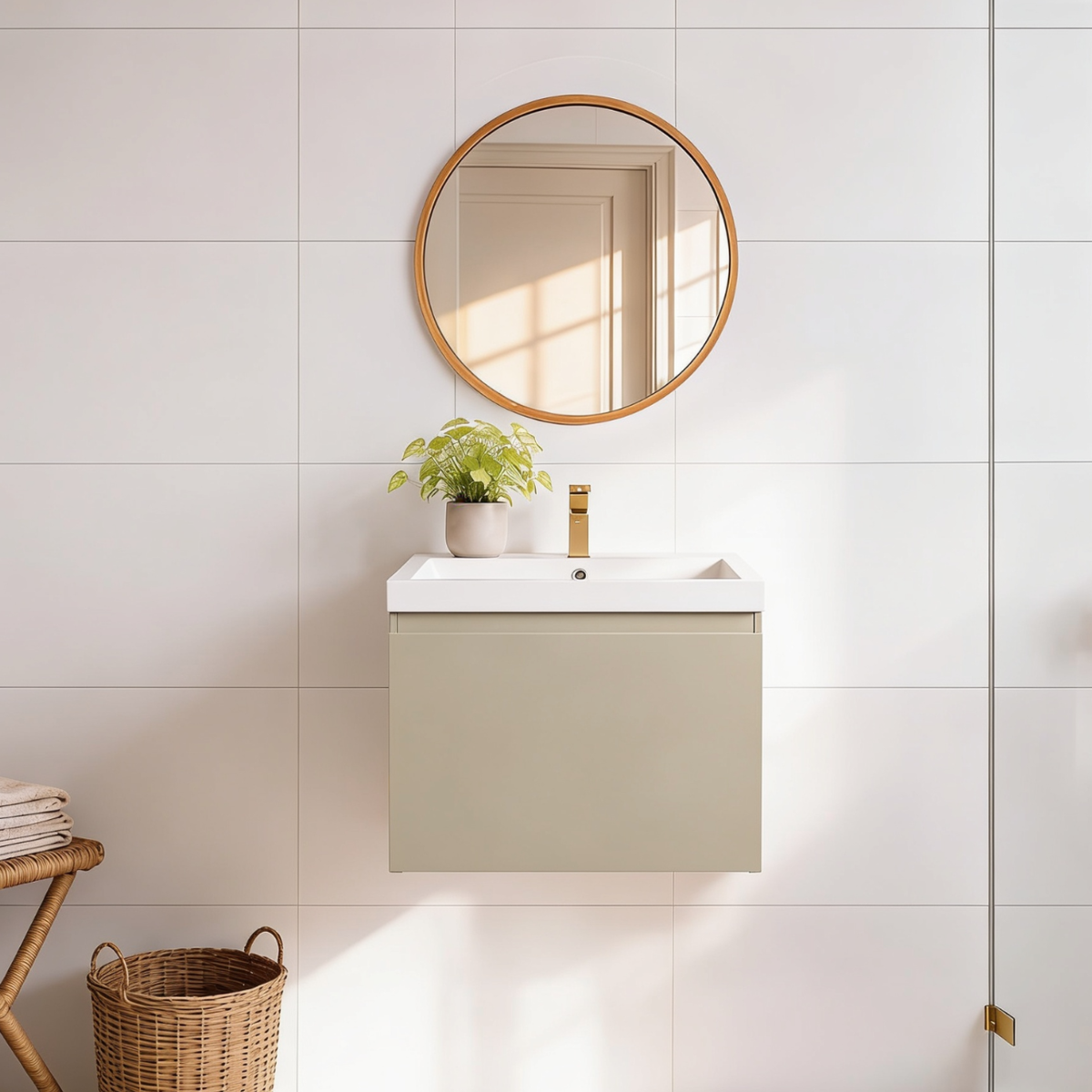 MODENA Greige – Waschbecken Weiß – 60 cm