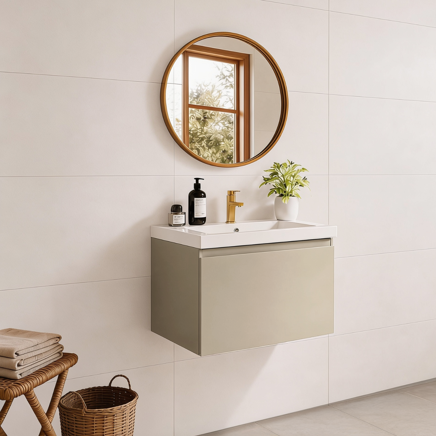 MODENA Greige – Waschbecken Weiß – 60 cm