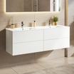 Mueble de baño suspendido NINEO blanco brillo - Lavabo blanco - 140 cm