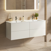 Mueble de baño suspendido NINEO blanco brillo - Lavabo blanco - 120 cm